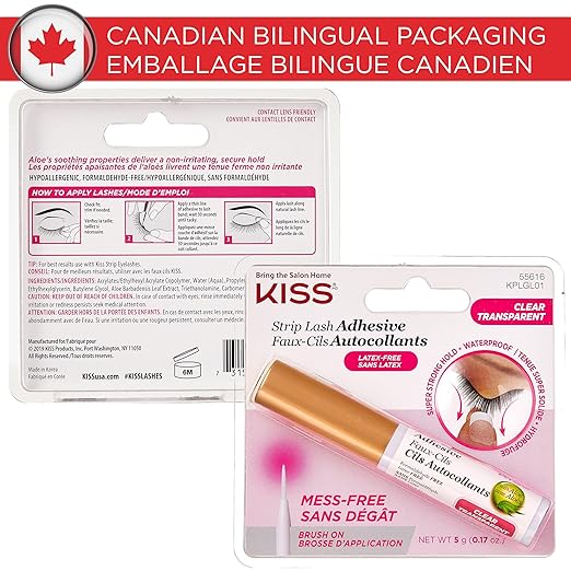 KISS Strip Eyelash Adhesive, Clear 0.176 Oz KPLGL01 (Pack of 2)