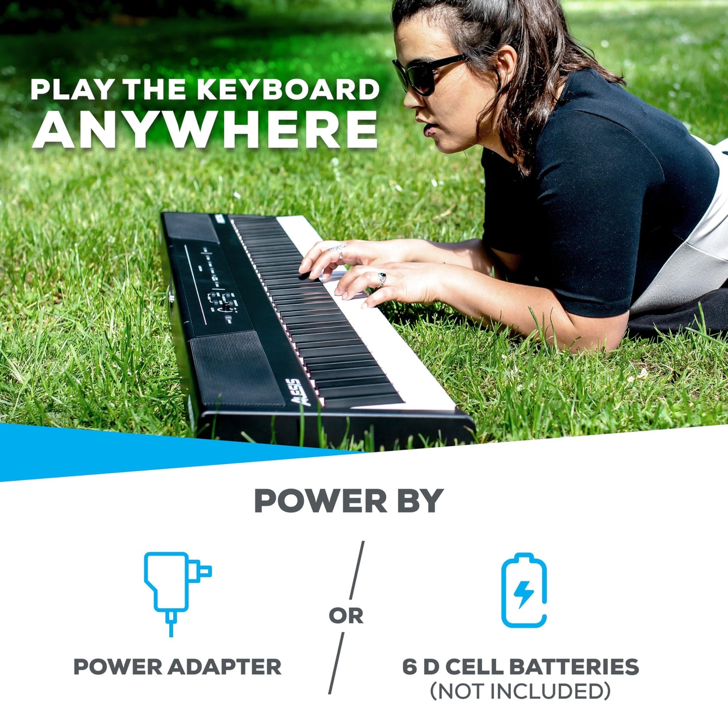 Alesis Recital - 88 Key Digital Piano Keyboard with Semi-Weighted Keys, 2x20W Speakers, 5 Voices, Split, Layer and Lesson Mode, FX and Piano Lessons