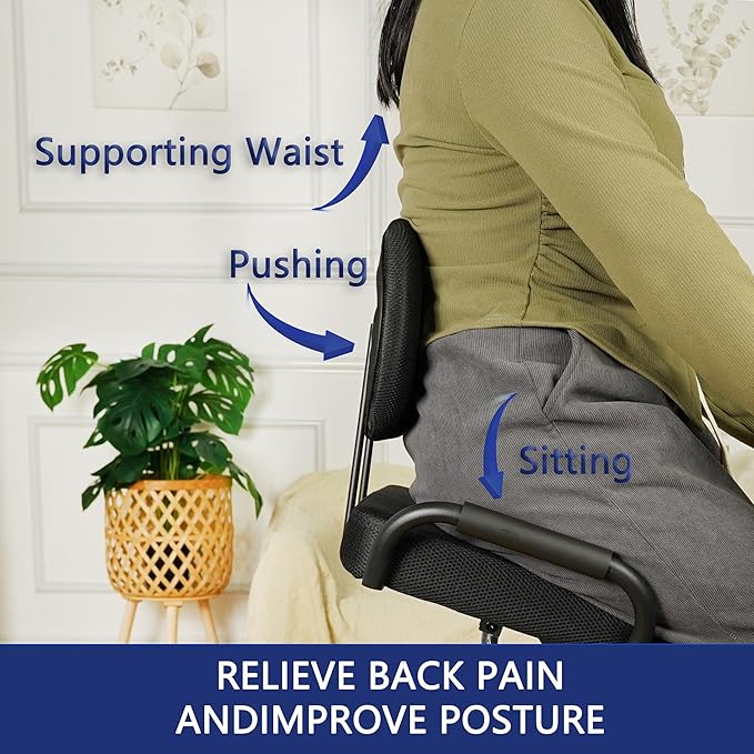Ergonomic Kneeling Chair with Back Support and Foot Pedals — Adjustable Posture Stool for Back Pain Relief, Rolling Kneeling Chair for Home & Office, Extra Comfort Cushion, Angled Design