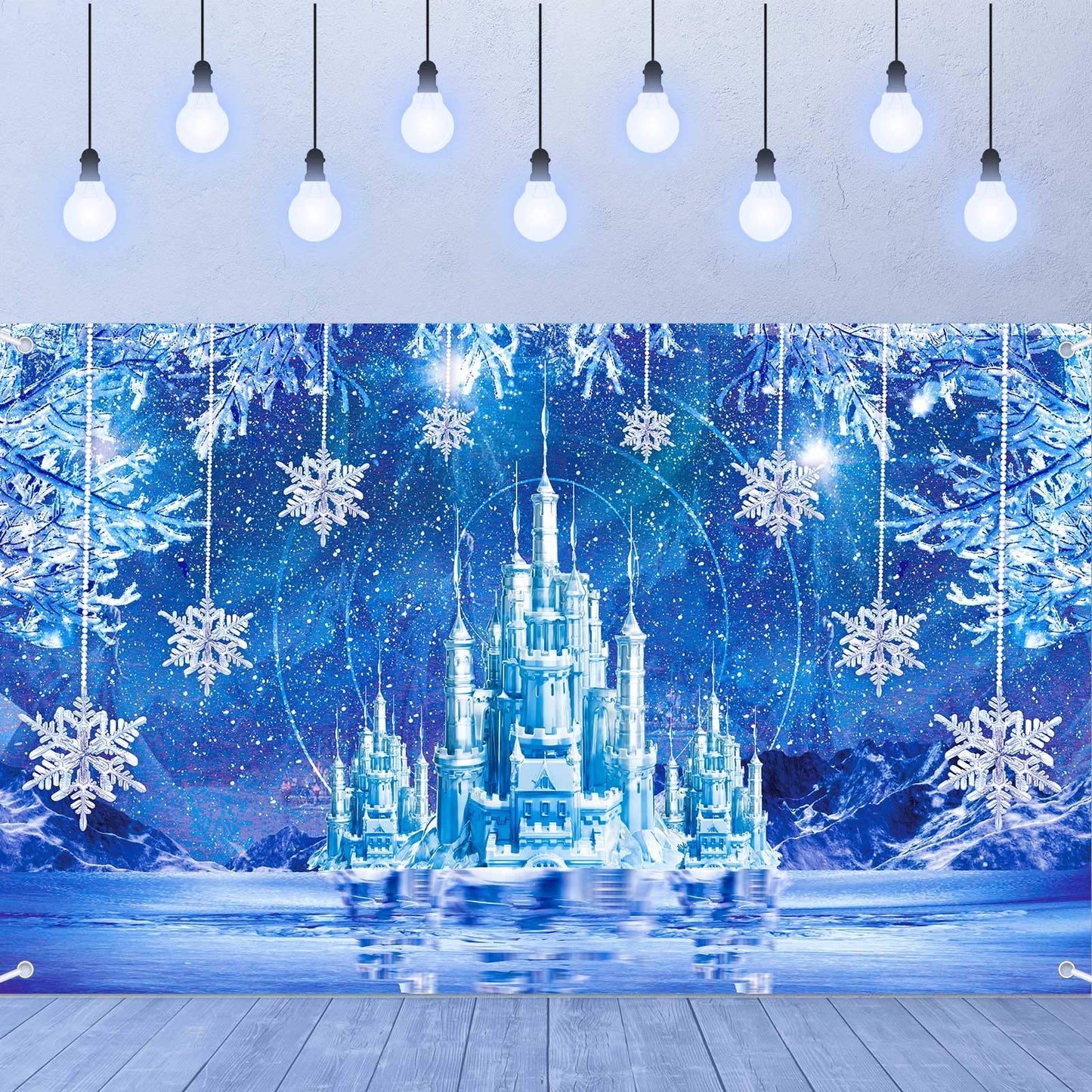 Sumind Winter Party Supplies Backdrop Decoration Ice Snowflake Photography Banner Winter Wonderland Ice Castle Background For Ch