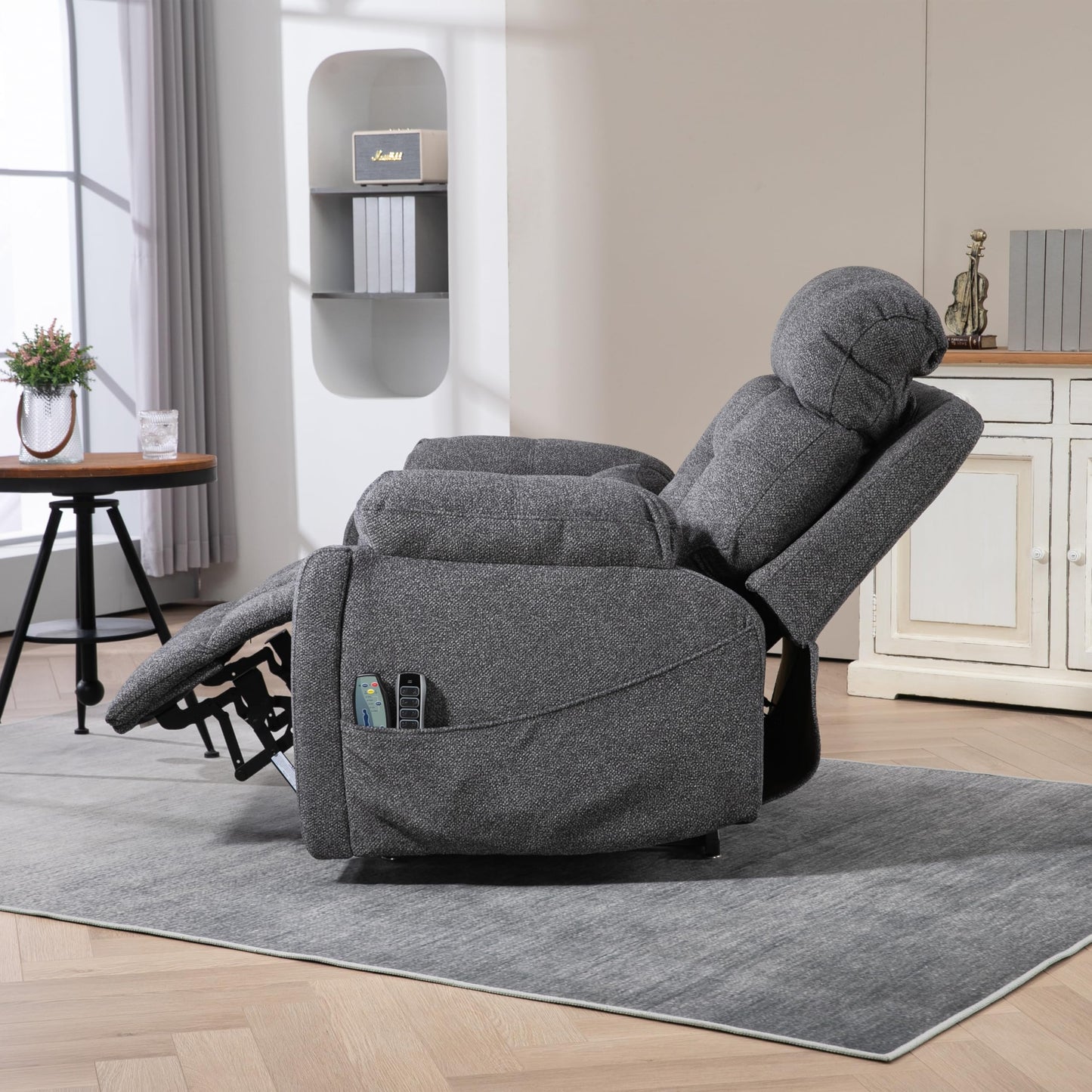 4 Motors Oversized Electric Lift Chair Power Recliner Sofa Chair for Adults with Massgae,Heat and Hidden Cup Holders, 180° Infinite Electric Reclining Armchair Comfy for Living Room, Bedroom,Office