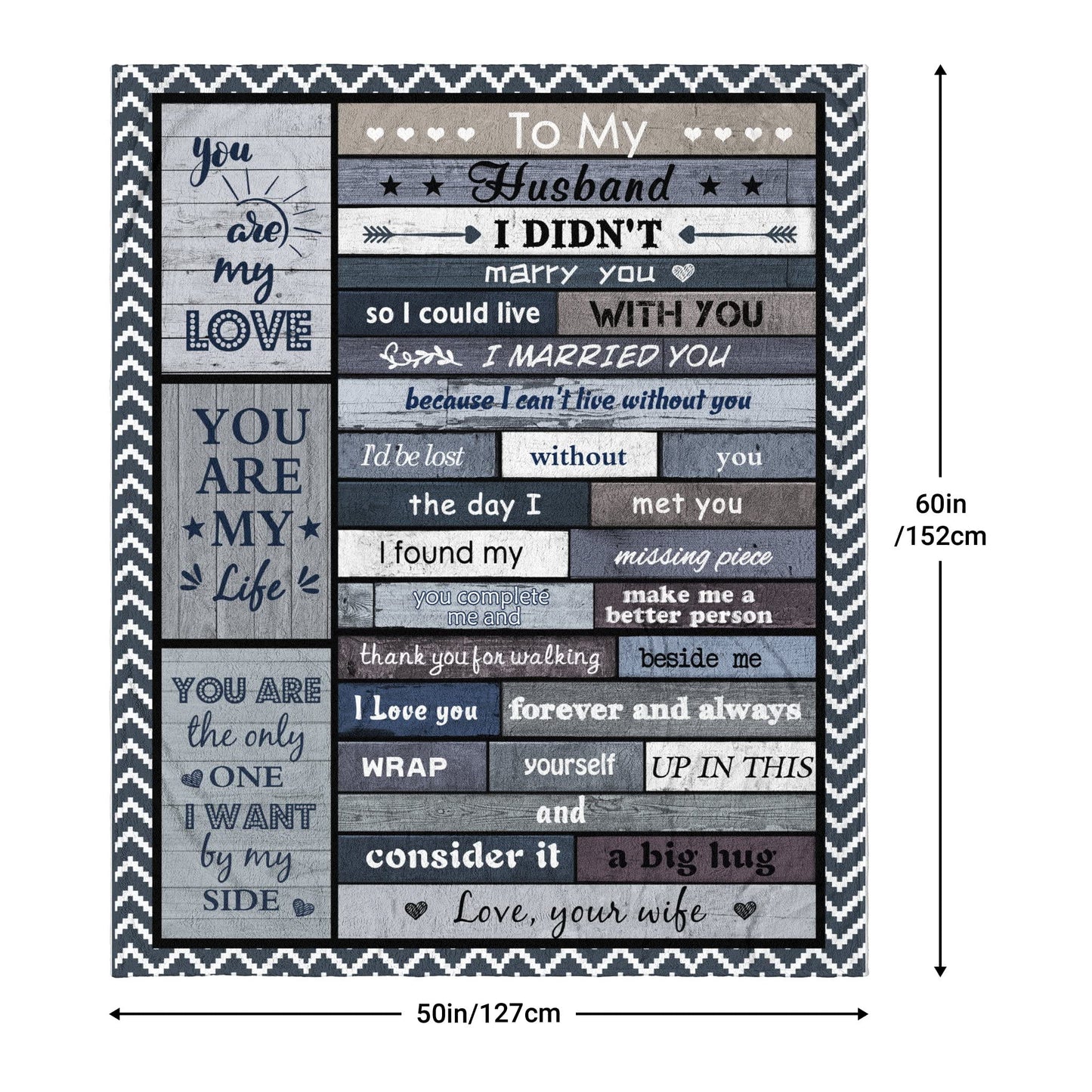Mubpean Gifts for Husband Blanket 60"x50", Husband Gifts, Hubby Birthday Gift, Anniversary Wedding Present for Him from Wife, Unique I Love You My Man Throw Blankets