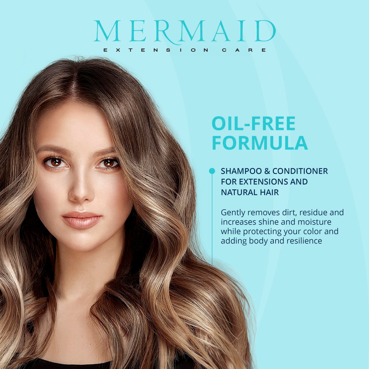 Mermaid Extension Hair Care Shampoo & Conditioner Combo | Oil-Free Gentle Moisturizing Salon Grade Hydrating | Plant-Based Sulfa