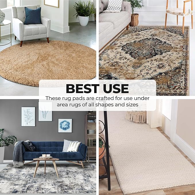Superior Indoor Area Rug Pad, Non-Slip, Non-Skid, Floor Protector, Hardwood and Tile Floor Padding, Furniture Protector Pad, Carpet Gripper Mat, Felt and Rubber Rug Grip, Lima Collection, 6' x 9'