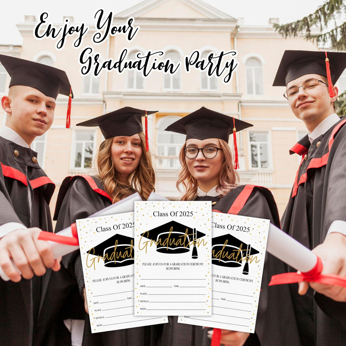 2025 Graduation Party Invitations - Class of 2025-20 Graduation Invitations with Envelopes, Shining Star Fill-In Invitation Cards for High School College Graduation Party Celebration Supplies - A08