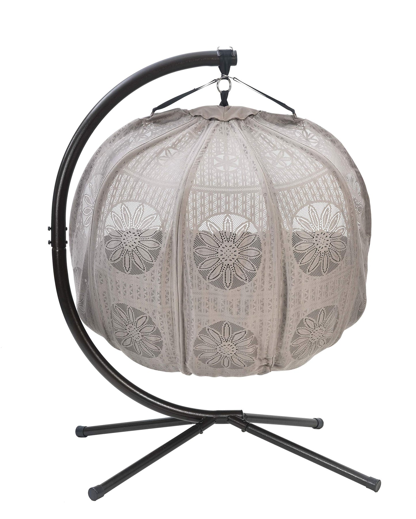 FlowerHouse FHPC100-DCBLK Hanging Pumpkin Loveseat Dreamcatcher with Stand and Cover, Sand/Black Cushion