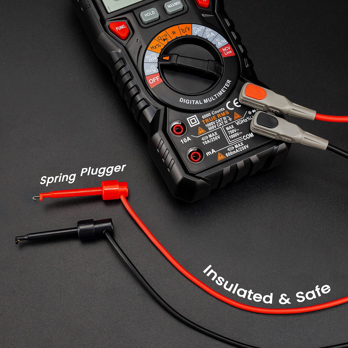 KAIWEETS Multimeter Test Lead Set for Electrical Testing, Soft Silicone Test Leads Kit for Fluke/AstroAI/INNOVA Multimeter Electronic Clamp Meter 11 PCS