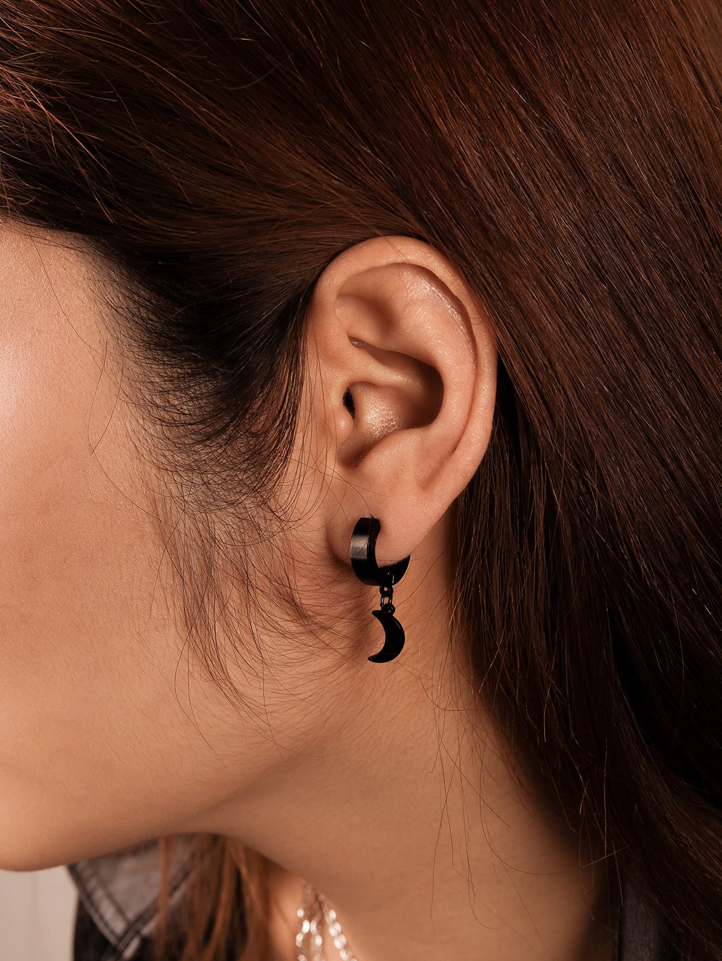 Sacina Black Crescent Moon Earrings - Gothic, Goth, Grunge & Emo Styles - Stainless Steel, No Gemstone