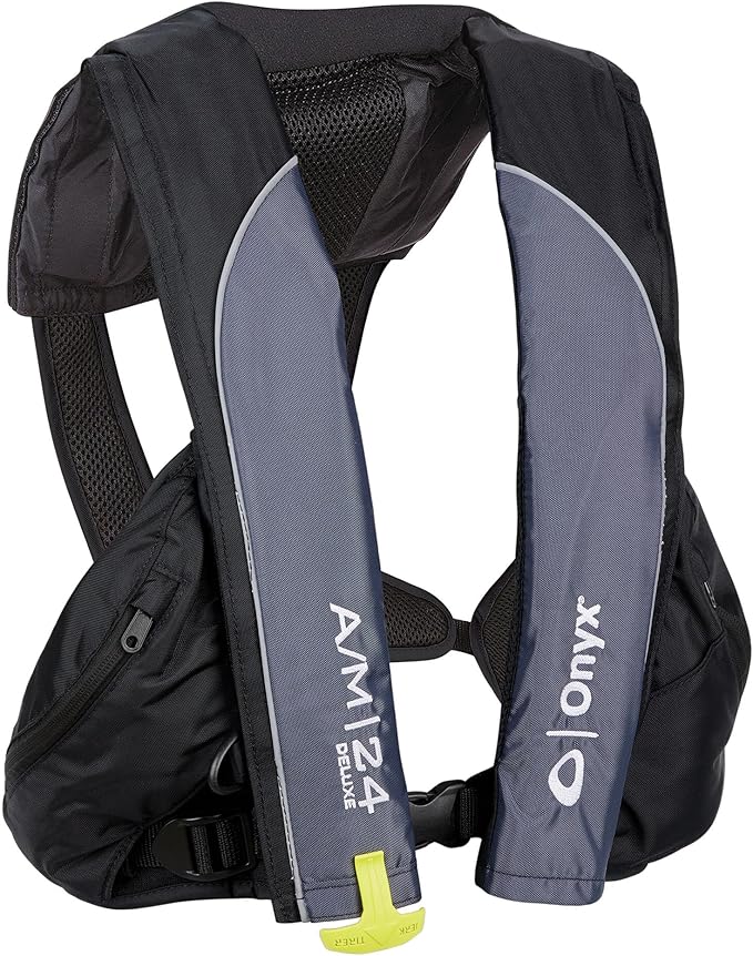 Onyx A/M-24 Deluxe Automatic/Manual Inflatable Life Jacket, U.S. Coast Guard Approved, Low Profile, Compact Design, Manual...