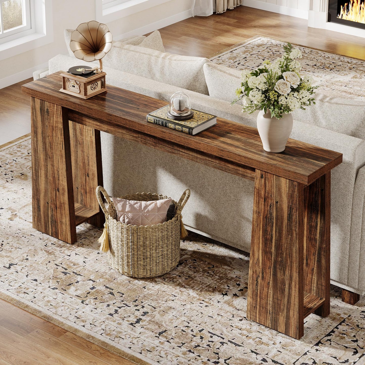 Tribesigns Entryway Console Table, 70.9-Inch Narrow Long Farmhouse Sofa Table Behind Couch, Skinny Entry Console for Living Room Hallway Entrance Foyer, Rustic Brown
