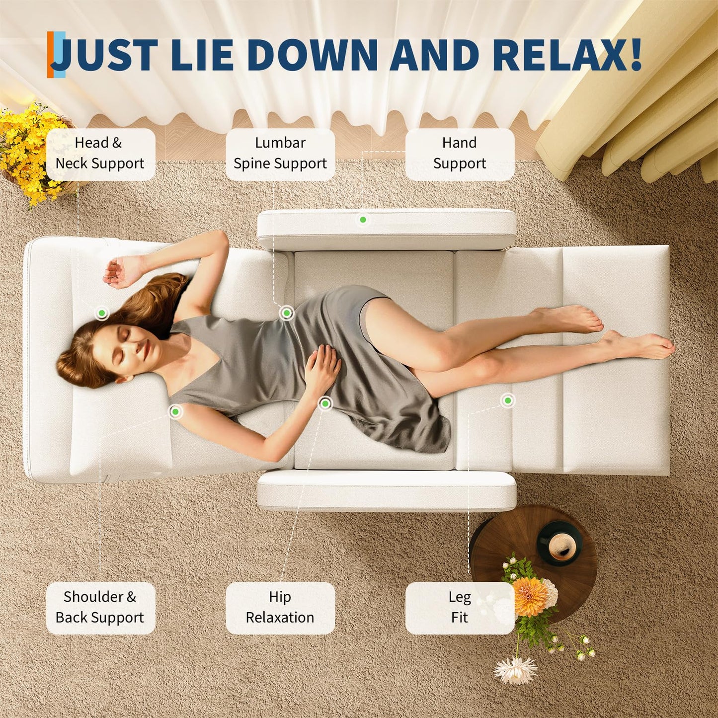 GarveeHome Power Recliner Living Room Lazy Chair Adjustable Electric Reclining Chair Home Theater Seating with Side Pockets & USB Port(Beige)