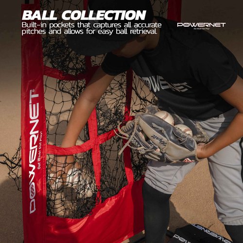 PowerNet Pitching Zone Pro 9 Hole Strike Zone Softball & Baseball Net, Portable Pitching Net with Targets, Includes Sandbags & Carry Bag (9 Targets)