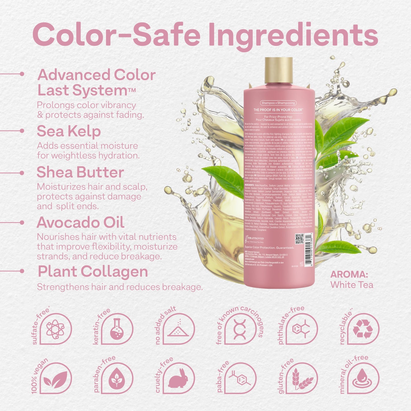 Colorproof Smooth Shampoo 32 Fl. Oz. Smoothing Anti-Frizz Shampoo with with a Frizz-Fighting, Gentle, Cleansing, Hydrating Color