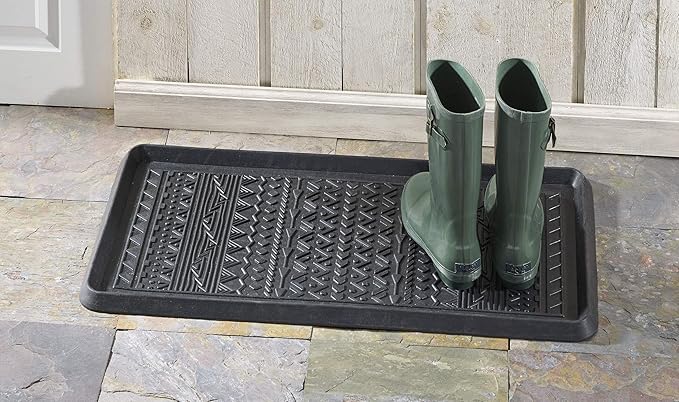 HF by LT Boho Rubber Boot, 32 x 16 inches, One-Piece Seamless Construction, Durable Vulcanized Rubber, Year Round Use Indoors or Outdoors, Black