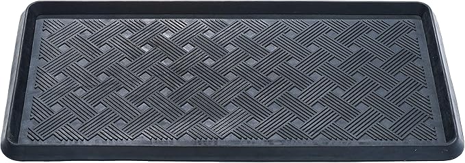 HF by LT Lattice Rubber Boot Tray, 32 x 16 inches, One-Piece Seamless Construction, Durable Vulcanized Rubber, Year Round Use Indoors or Outdoors, Black