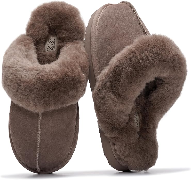Project Cloud 100% Genuine Leather Slippers for Women Footwear with Genuine Fur Lining Womens Clogs & Mule - Non-Slip Indo...