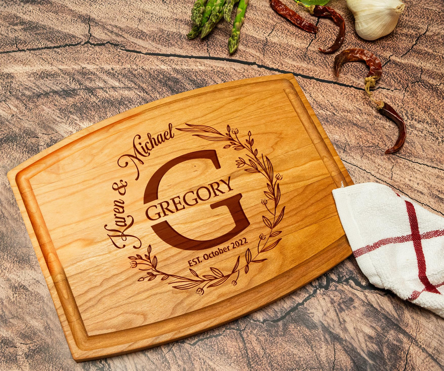Custom Engraved Charcuterie Board – Personalized Wooden Cutting Board, Unique Gift for Weddings, Bridal Showers, Anniversaries, Christmas, Realtors, Parents & Housewarming