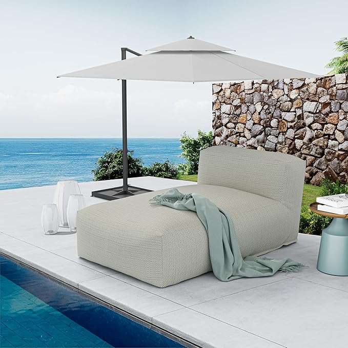 OPEAK Outdoor Bean Bed Chair Sun Lounger, Outdoor Couch Sofa for Patio & Pool, Foam Filling Day Bed Furniture, Comfy Lazy Sofa for Outside, Water-Resistant Seating Lounge Chair, Light Green