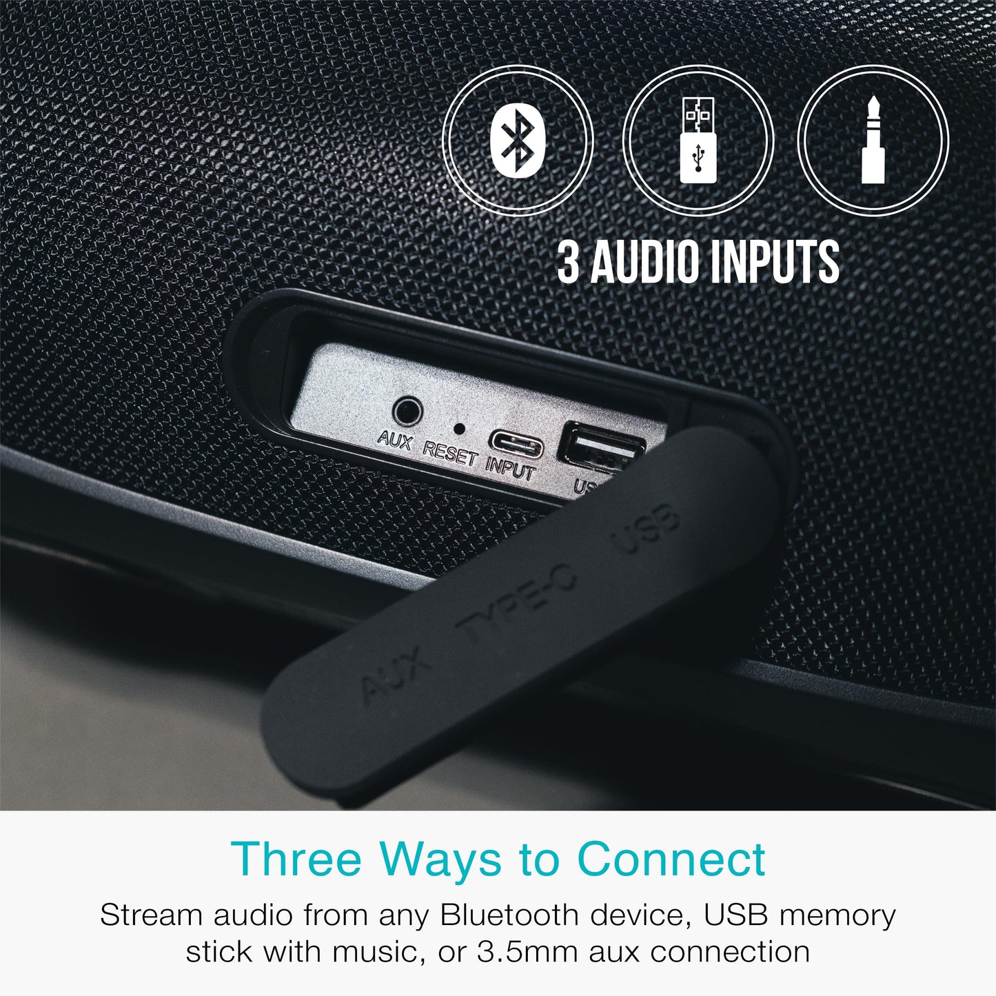 Mee Audio Partyspkr Bluetooth Wireless Speaker, Powerful 60W Rms Stereo Sound, 2 Subwoofers, Portable Speaker For Outdoor, Campi
