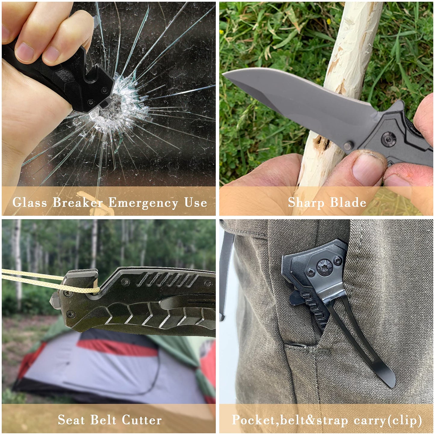 Brother Gift, Engraved Black Pocket Knife for Brother Birthday Gifts Idea Camping Knife with Window Glass Breaker and Seatbelt Cutter, Best Brother Ever, Brother Gift for Christmas Graduation Birthday
