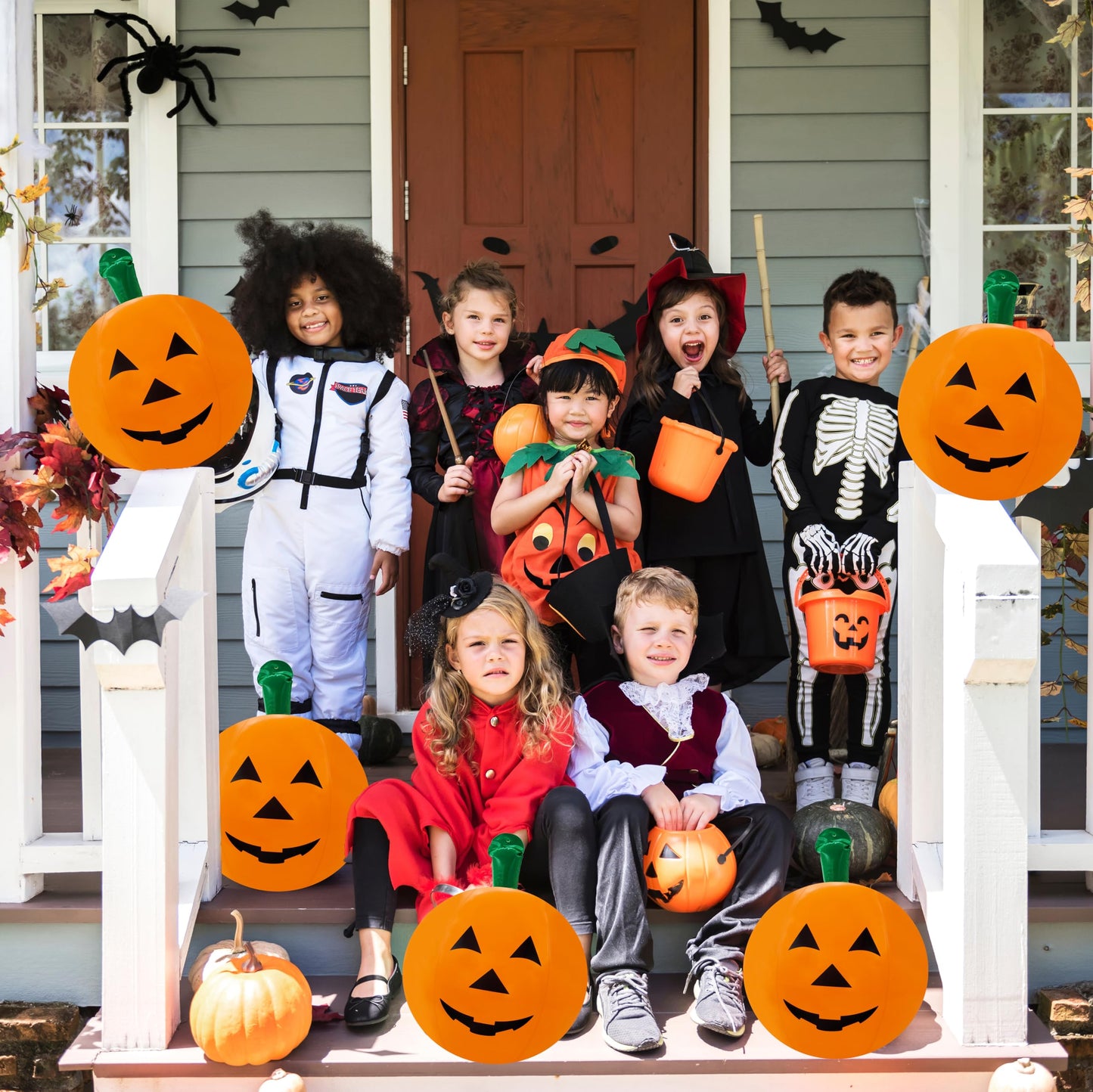 The Dreidel Company Halloween Pumpkin Inflatable Decorations, 16" Tall, Halloween Pumpkin Toy (3-Pack)