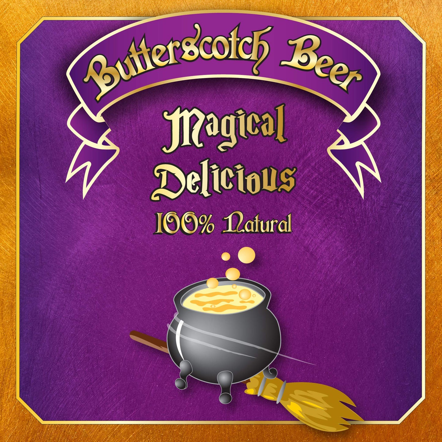Flying Cauldron Butterscotch Beer, 12 Fl Oz (Pack of 4), Vanilla Cream Soda Brew, All- Natural, Non-Alcoholic and Caffeine free.