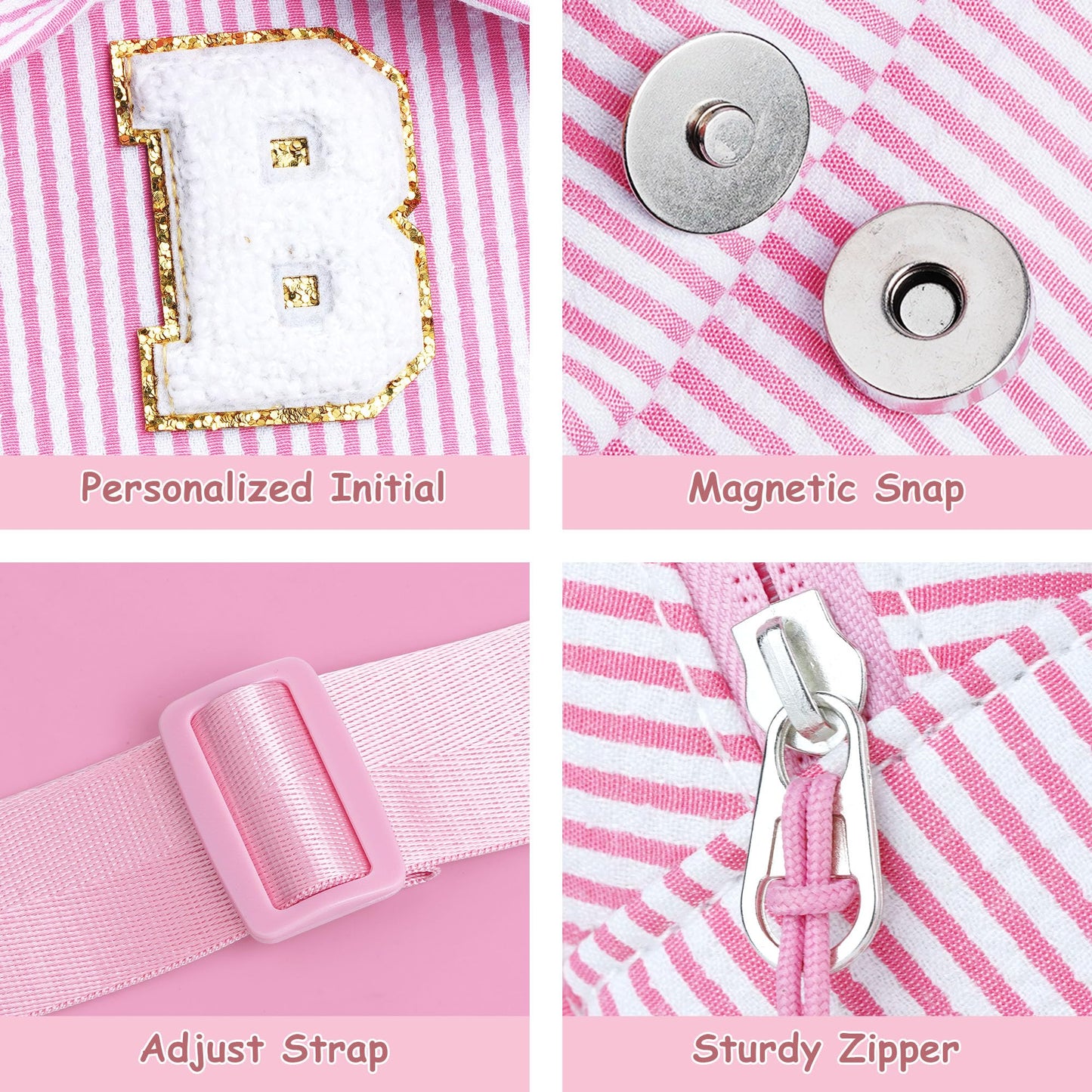 QLOVEA Birthday Gifts for Girls, Sling Bags for Girl Kid Travel, Birthday Gifts for 3 4 5 6 7 8 9 Year Old Girls Small Initial Pink Cross Fanny Packs Sling Bag for Daughter Gift (Pink T)