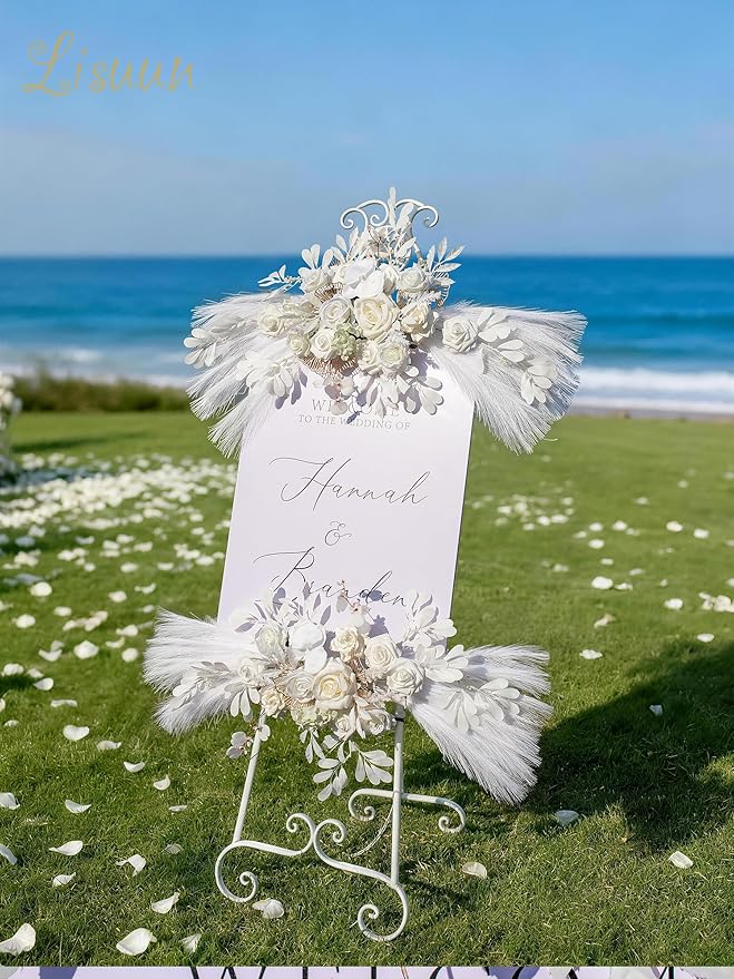 Wedding Arch Flowers, Artificial Flowers for Decoration, Large Flower Swag for Boho Styles Wedding Ceremony Floral Decor - Pack of 2