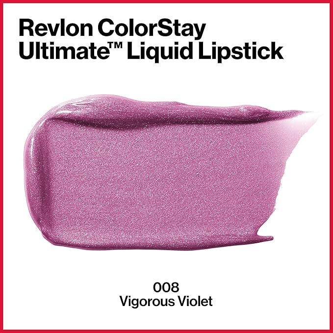 REVLON ColorStay Ultimate Liquid Lipstick, Longwear Rich Lip Colors, Wears for Up to 24 Hours, Satin Finish, 080 Vigorous Violet, 0.1 fl oz (Pack of 2)