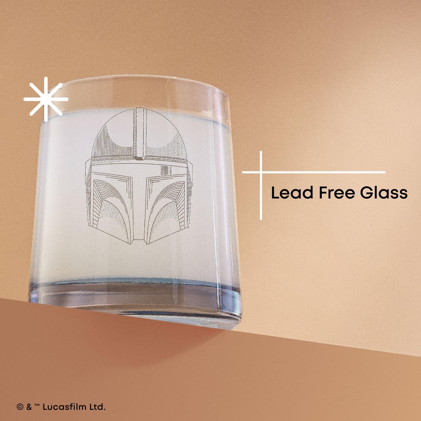 JoyJolt Star Wars The Mandalorians Short Drinking Glasses Set of 4, 10 oz Lowball Glasses ft Mandalorian Helmet Designs, Coffee and Water Tumbler Cups, Star Wars Gifts for Men, Women, and Adults
