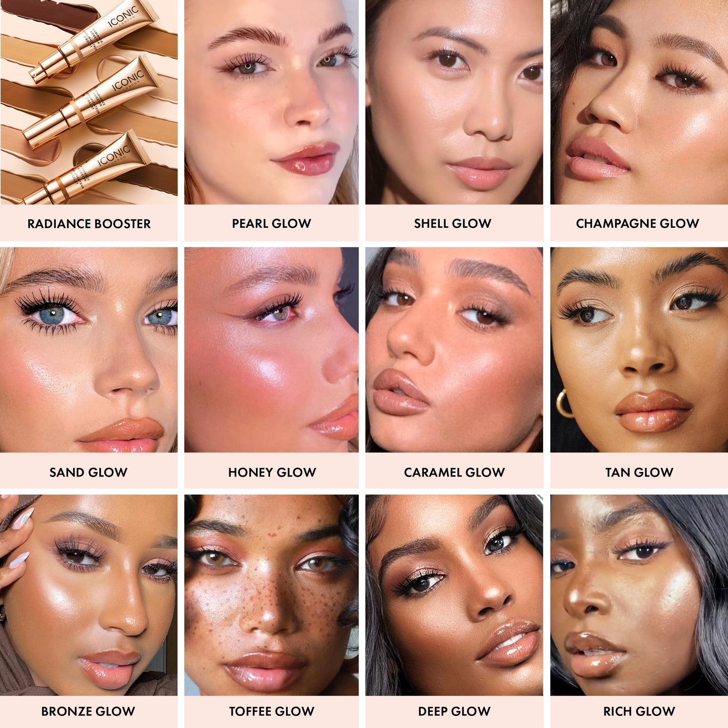ICONIC LONDON Radiance Booster | Liquid Radiance Lightweight Skin Tint for a Glowy Makeup Look, Cruelty Free, Vegan Makeup (Deep