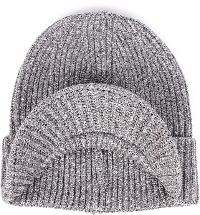 Zylioo Oversize Beanie Hats, XXL Big Size Ribbed Knit Cuffed Winter Hat for Cold Weather, Warm Skull Watch Cap