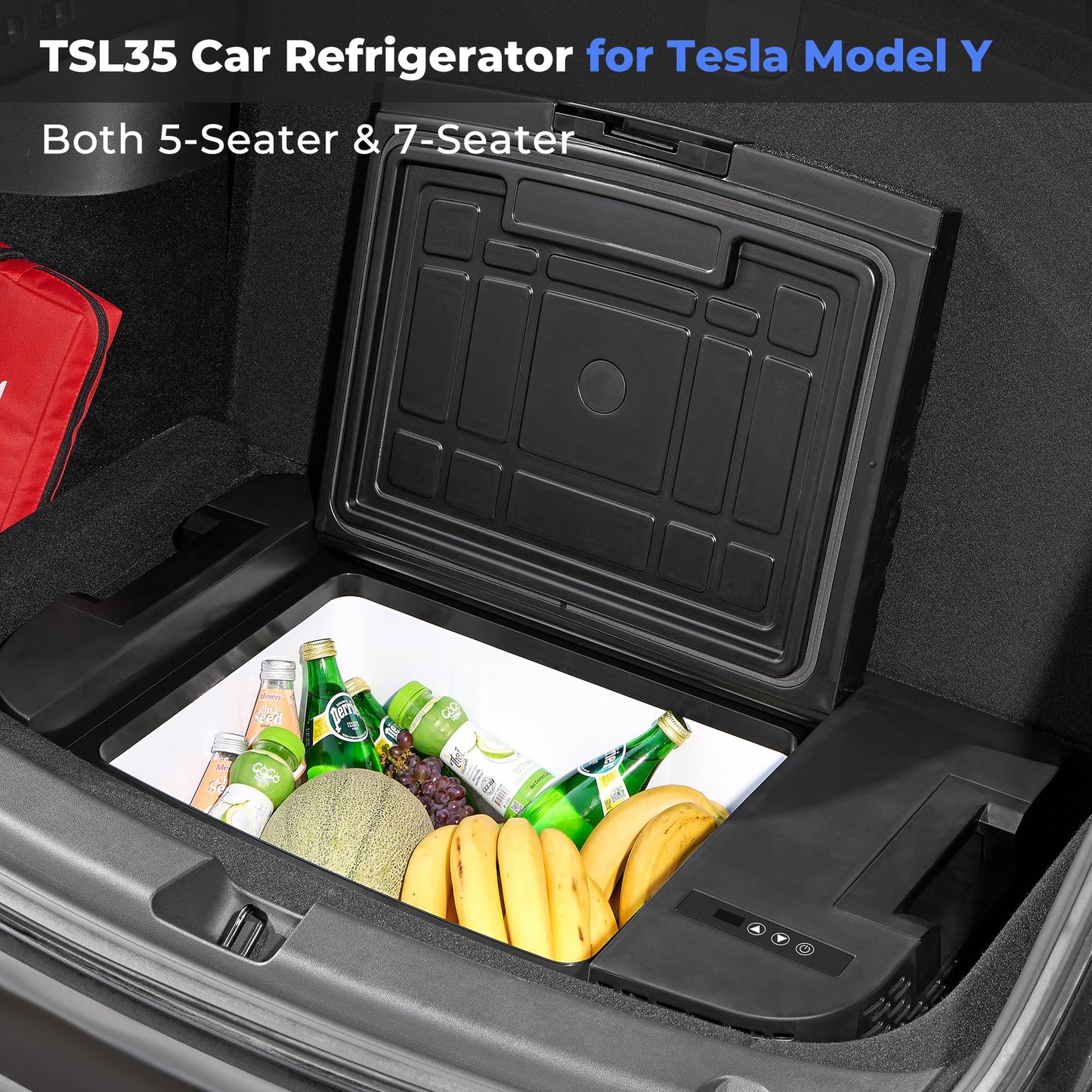 Car Refrigerator for Tesla Model Y, 【APP Control】 37QT(35L) -4℉~68℉ Car Fridge 12V Refrigerator for Tesla Model Y, Trunk Portable Freezer for Camping Tailgating Road Trip Home 12/24V DC&120~240V AC