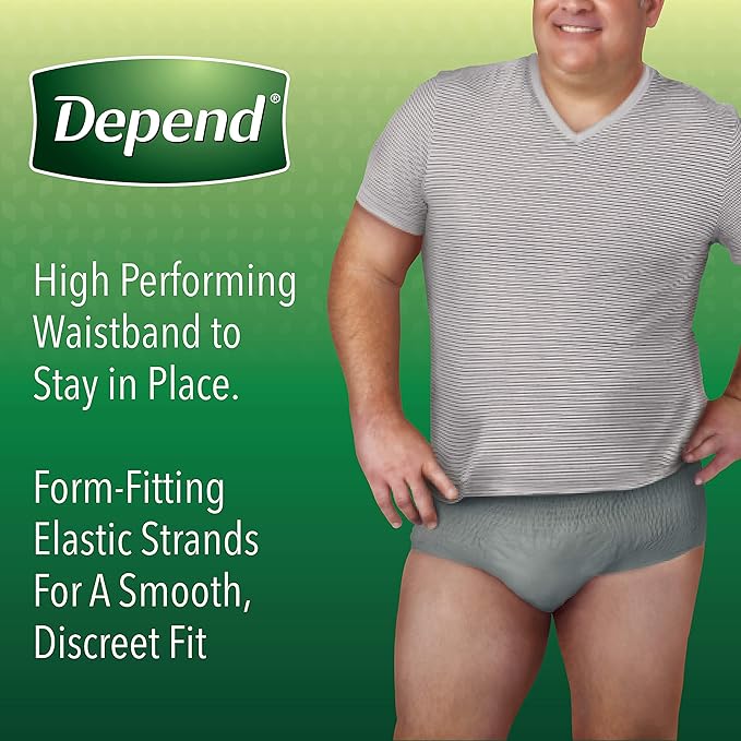 Depend Incontinence Underwear for Men, Extra-Large, 15 Count Pack of 2 | Maximum Absorbency | Disposable | Grey | FIT-Flex