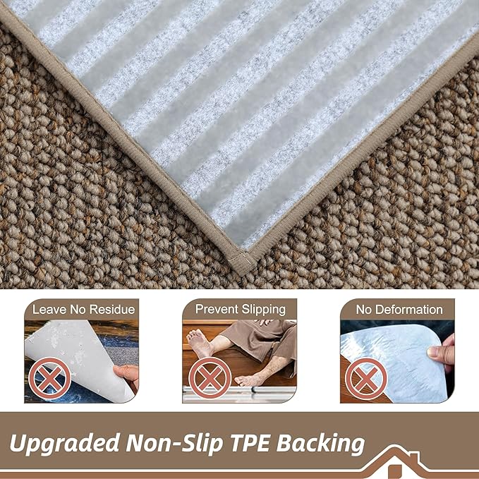 BEQHAUSE Stair Treads for Wooden Steps 28inX9in, Carpet Stair Treads Non Slip Indoor, Machine Washable Stair Runners for Kids Elders and Pets, Carpet for Stair Rugs Mat, TPE Backing, 1pcs, Taupe
