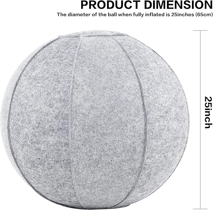 ANC POP Yoga Ball Exercise Ball, Anti Slip Stability Ball Chair, 25” Heavy Duty Large Gym Ball for Fitness, Balance and Core Workout with Cover, Easy Clean