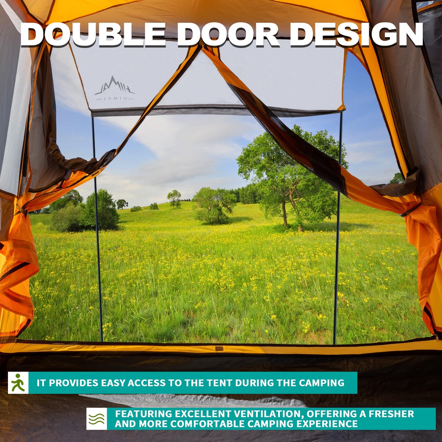 uniHimal SUV Tent for Camping,Waterproof PU2000mm, Fits 5-8 People,Spacious Double Layer Design, Includes Rainfly & Storage Bag, 8FT L x 8FT W x 7.2FT H,Orange