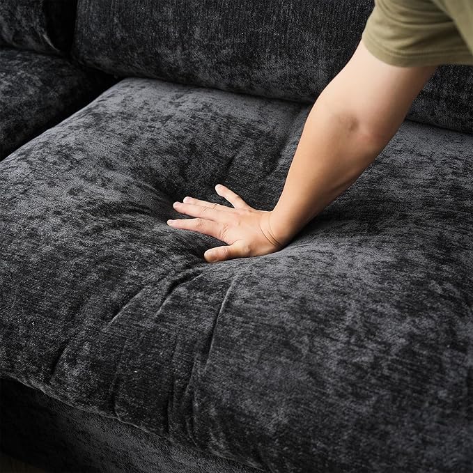 WJShome Cloud Couch Modular Sectional Sofa, 134" U Shaped Couch for Livingroom, Oversized Convertible Wide Seater with 2 Ottomans Living Room Set, Covers Washable&Replaceable,Black