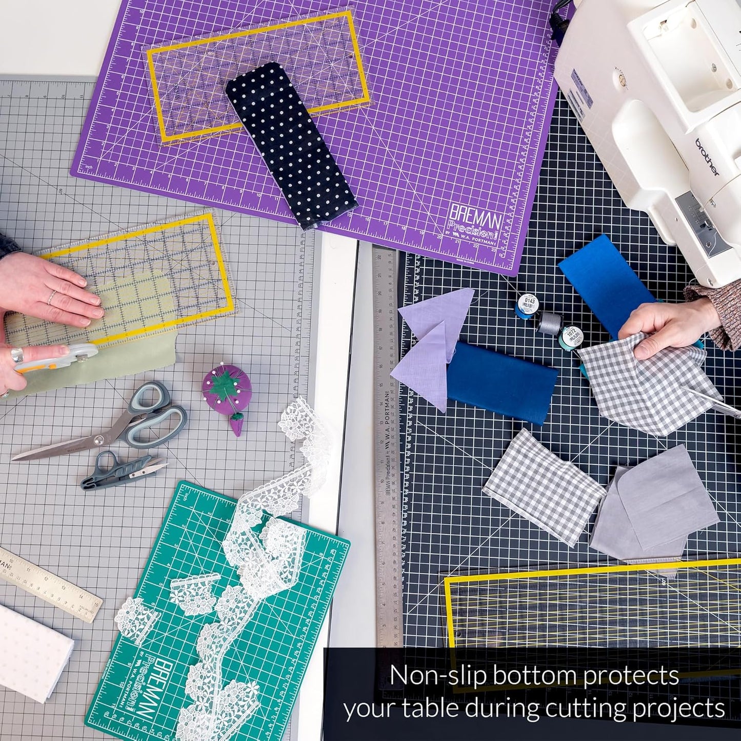 Breman Precision 24x36 Inch Self Healing Cutting Mat - 2-Sided 5-Ply PVC Green/Black Cutting Mats for Crafts, Sewing, Quilting and DIY Projects - Durable and Non-Slip Design with Precise Grid Lines