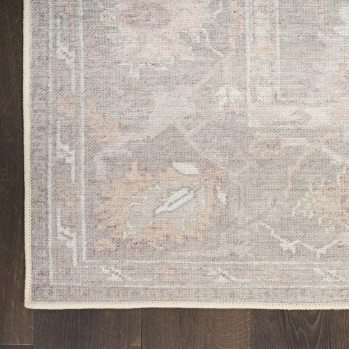 Nourison Home Vintage Washables Grey 4' x 6' Area Rug - Easy Clean, Non Shedding, Bed Room, Living Room, Dining Room, Kitchen (4' x 6')