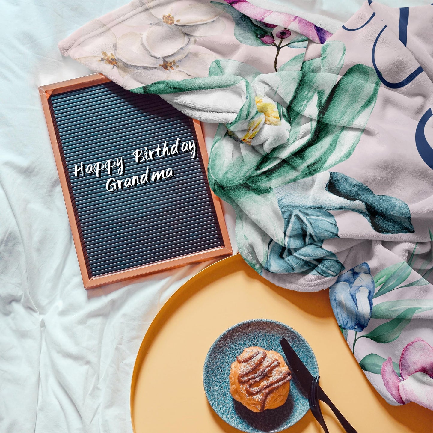 Fouca Grandma Birthday Throw Blanket 60"X50", Unique Birthday Gift for Grandma