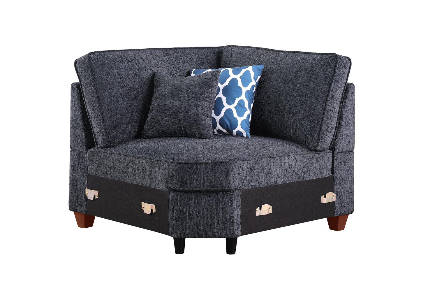 YOPTO 127" L-Shaped Sectional Couch with Movable Ottoman&6 Throw Pillows,7 Seat Chenille Upholstered Sofa W/2 Cup Holder,USB Port&Hidden Storage Box,DIY Combination,for Living Room,Apartment,Dark Gray