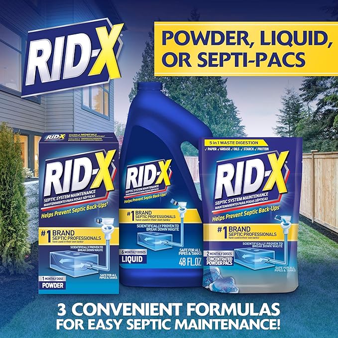 RID-X Professional Septic Treatment, Septic Tank Treatment, 12 Month Supply Of Powder (6 Packs x 2 Month Supply), 117.6 oz
