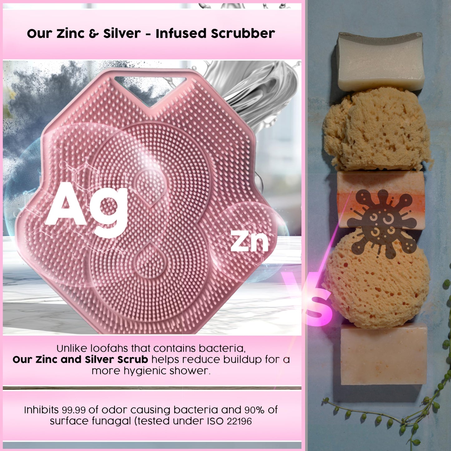 Lintach Silicone Body Scrubber for Women - Gentle Exfoliating Body Scrubber, Ergonomic Silicone Shower Scrubbers, Reusable, Hygi