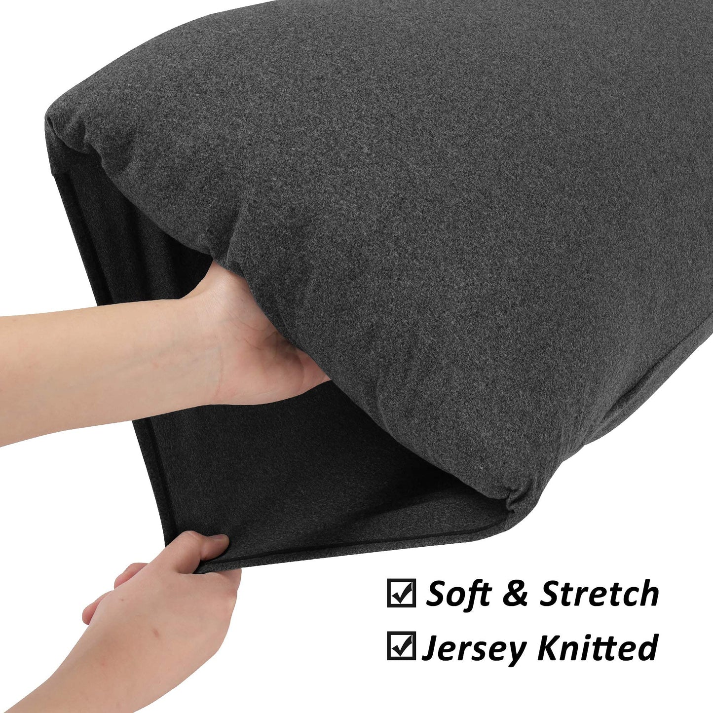 Stretch Pillowcases - Micro Jersey Knit & Ultra Soft Grey Pillow Cases, Standard Size - Set of 2, Heather Gray