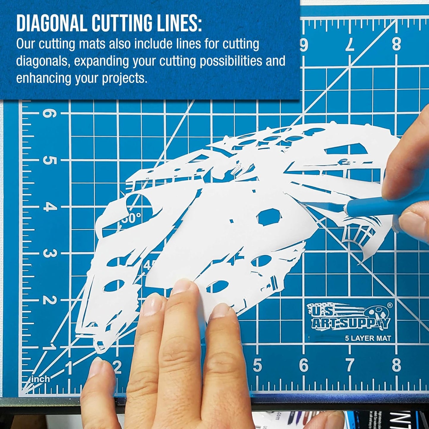 U.S. Art Supply 18" x 24" Self-Healing Cutting Mat 5-Ply - Double-Sided Pink/Blue Craft Mat, Non-Slip Cutting Mats for Crafts, Sewing, Quilting, Scrapbooking