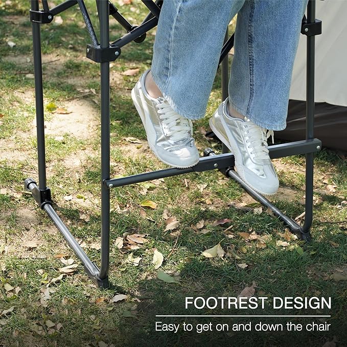 Stonehomy Portable 29" Seat Height Tall Folding Camping Chair High Foldable Directors Chair Bar Height Stool with Side Table and Storage Bag for Makeup Artist, Lawn,Craft Show,Supports 350LBS Black