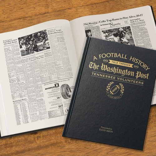 Signature gifts Tennessee College Football Personalized Newspaper History Book, A3 Large Deluxe Hardcover - College Football Fan, Alumni, Students Keepsake Gift (Tennessee Black)
