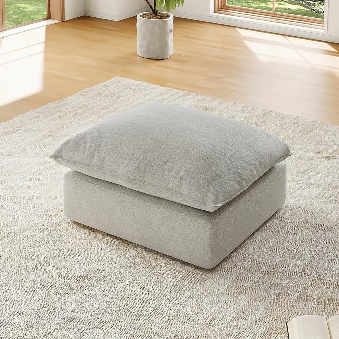 Forest aesthetics Cloud Modular Sectional,Ottoman Waterproof High Backrest Sectional Sofas,Down Filled Modular Couch with Removable Washable Cover for Living Room,Light Gray