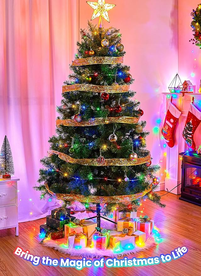 Minetom Fairy Lights with Remote, 66 Feet 200 Led Firefly String Lights Plug in for Bedroom Home Wall Ceiling Christmas Tree Wreath Craft Wedding Party Indoor Outdoor Decoration, Multicolor（2pack）